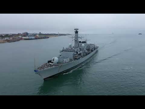 HMS Northumberland arrives HMNB Portsmouth