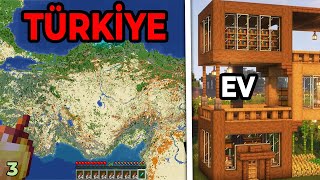 Gerçek Dünya Haritasında Türkiye'de EV YAPTIM!! | Minecraft Towny #3 -