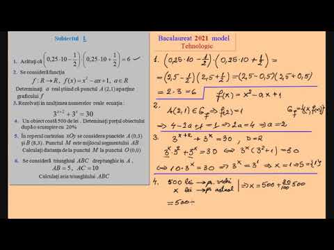 Bacalaureat 2021 Matematica Tehnologic - Model oficial