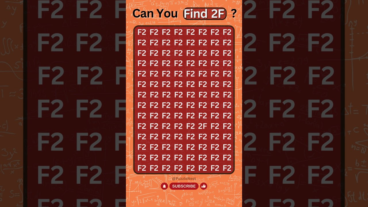 Number Challenge: Can You Spot 2F among F2 ? #BrainTeaser #MathPuzzle #IQTest