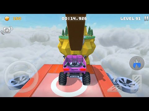 Mountain Climb Stunt 3D - Huge Pink Monster Truck Unlocked - Levels 90 to 94 Completed Gameplay