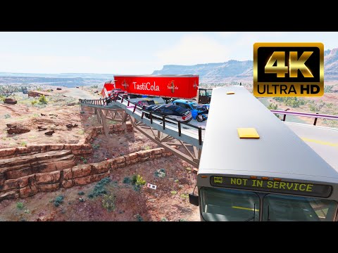 Collapsing Bridge Car Crashes #1 - BeamNG.Drive