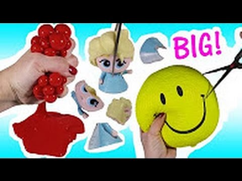 Cutting OPEN Biggest Squishy STRESS BALL EVER! GIANT Squishy! Frozen FASHEM! Mesh Ball FUN!