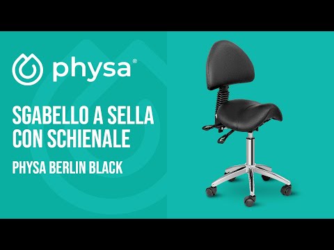 Video - Sgabello a sella con schienale - A rotelle - 550 - 690 mm - 150 kg - Nero