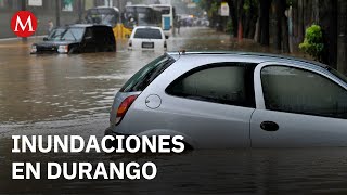 A downpour accompanied by hail in Durango causes flooding.