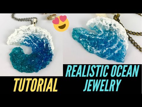 Freeform Wave necklace with resin. Easy technique. tutorial, DIY