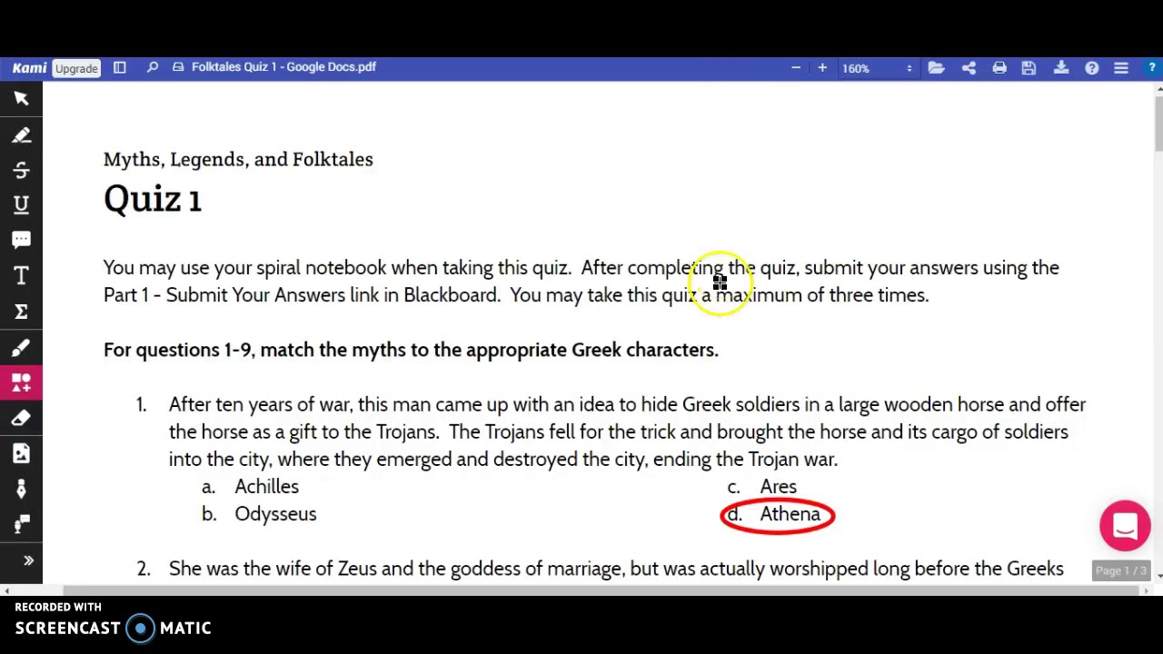 Myths, Legends, and Folktales - Quiz 1 - Part 1 - How-to