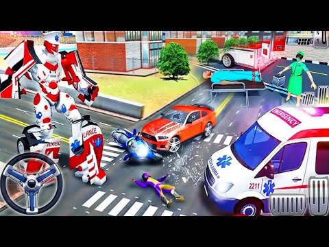 Ambulance Robot Car Transform#23 - Emergency Robot City Rescue Simulator - Android ios Gameplay