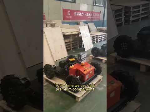 remote manipulation crawler tank lawnmower China manufacturer, radio controlled mowing machine