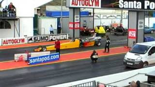 preview picture of video 'Split Second Jet Dragster 6.3sec run Santa Pod Easter 2009'