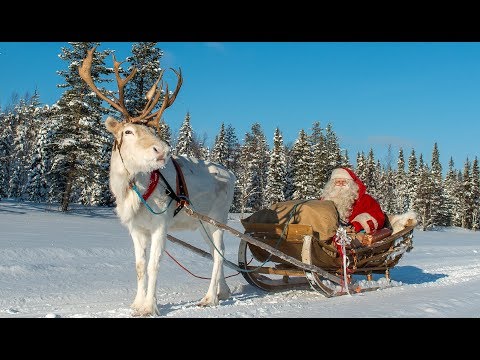 Christmas departure of Santa Claus???????? reindeer ride in Lapland Finland of Father Christmas