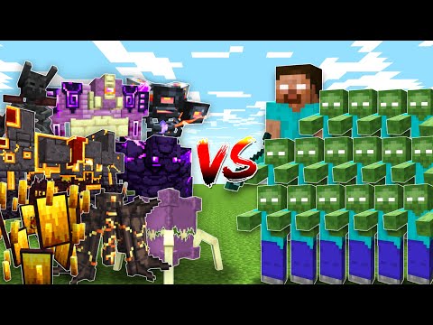 MODDED BOSSES vs HEROBRINE ARMY - Minecraft Mob Battle