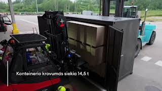 „LTG Cargo“ konteineris medžio drožlių plokščių transportavimui