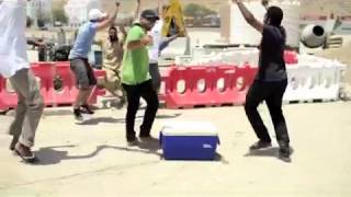 I Care Distribution Event Dancing with local construction workers