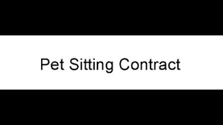 Pet Sitting Contract