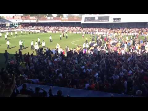 Pitch invasion at Underhill after the Barnet vs Wycombe game