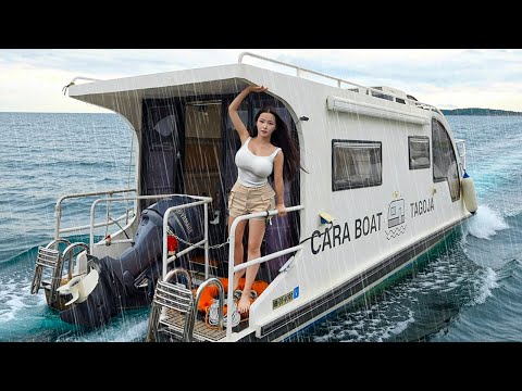 🛥️ Luxury Boat Caravan Camping in the Rain