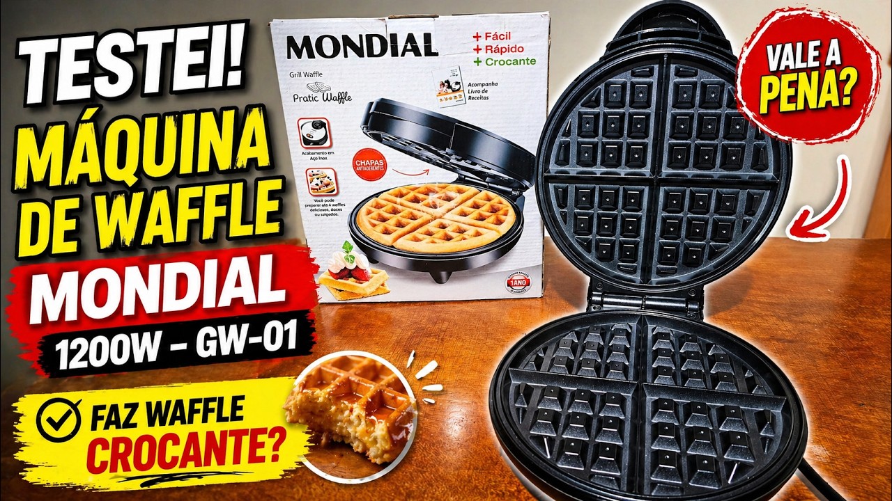 Miniatura da avaliação em vídeo de Waffle Mondial GW-01 1200W 110V Preto/Inox