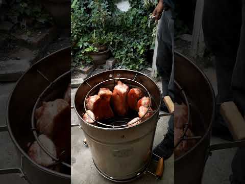 Crispy or crunchy pork rinds cooked in a barrel
