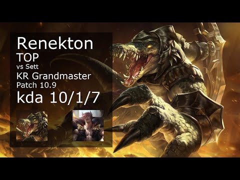 Renekton Top vs Sett - KR Grandmaster 10/1/7 Patch 10.9 Gameplay