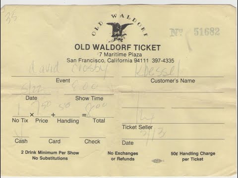 David Crosby Band 1983 05 22 Old Waldorf San Francisco, Ca