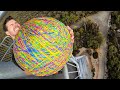 GIANT RUBBER BAND BALL 45m Drop Test! How High Will it Bounce?