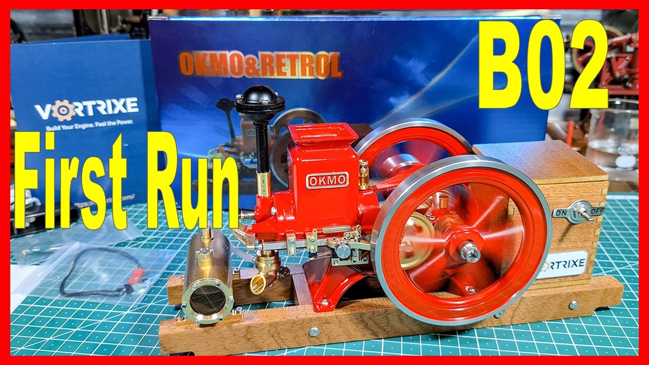 OKMO Retrol B02 Miniature Gas Petrol Hit & Miss Engine First Start Up & Running - From Vortrixe