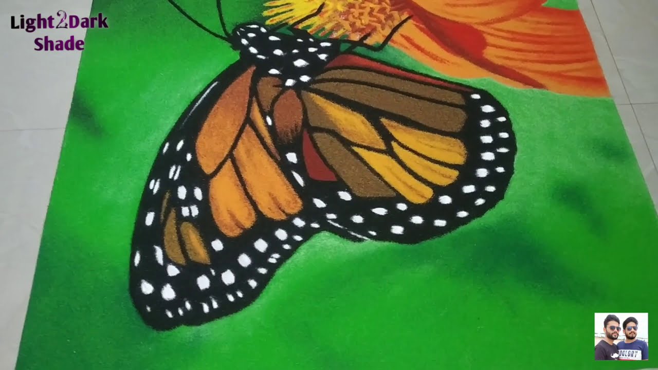 realistic butterfly flower poster rangoli by light2dark shade