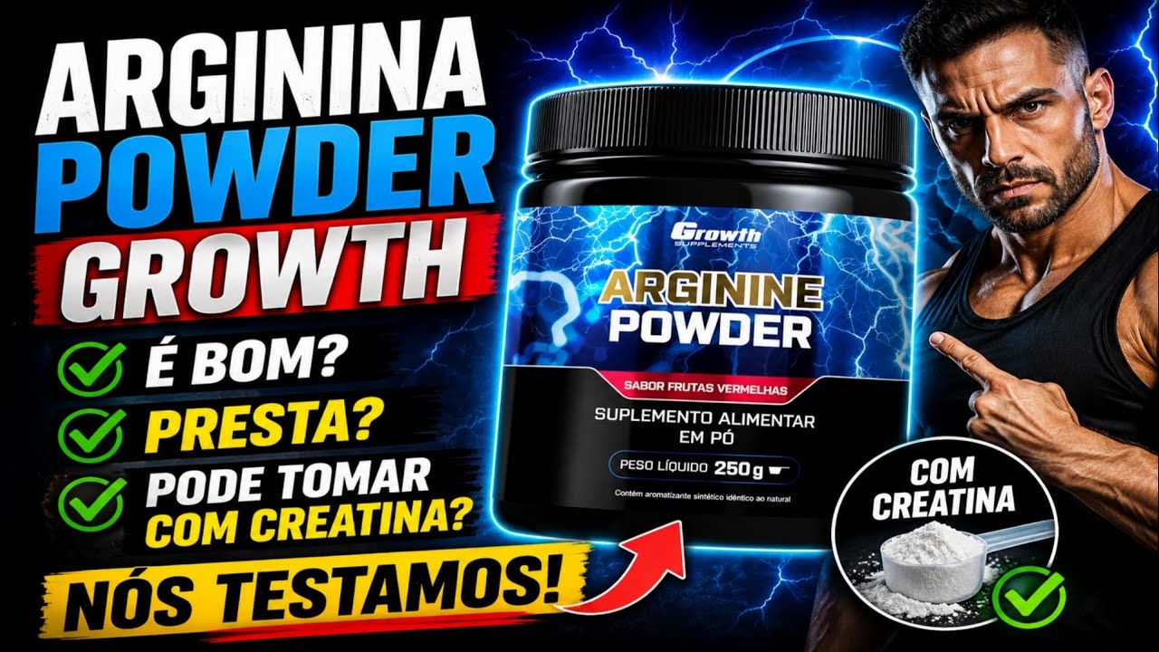 Miniatura da avaliação em vídeo de Suplemento L-Arginina Power Arginine Growth Supplements 600mg 120 Cápsulas