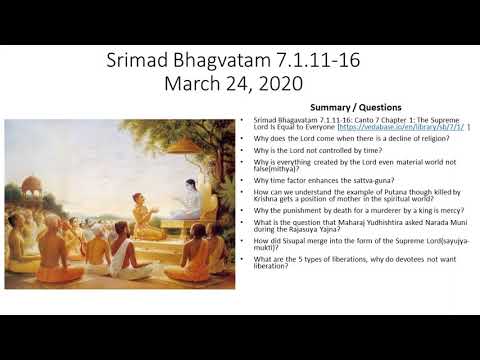 Srimad Bhagvatam 7.1.11-16 March 24, 2020 ISKCON Tampa