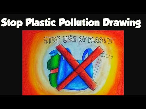 How to Draw Simple Image Of Stop Plastic Pollution | Say No To Plastic Drawing | Vishruti Tutorial
