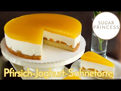 Easiest Peach Yogurt Cream Pie! Super fresh, light and fruity! Recipe by Sugar Princess