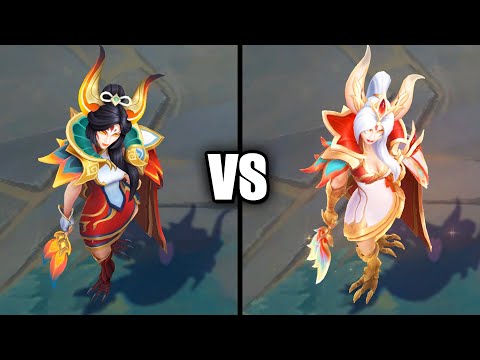 Prestige Brave Phoenix Xayah vs Brave Phoenix Xayah Skins Comparison (League of Legends)