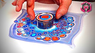 SIMPLY STUNNING Dancing Fluid Art! Blue & Orange Acrylic Pour Painting Abstract Art Tutorial