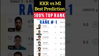 TEAM RANK #1 KKR VS MI BEST TEAM PREDICTION | DREAM 11 grand league winning tips | TATA IPL 2022