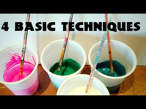 Fluid-Art: The 4 BASIC TECHNIQUES (part 1). Puddle pour, dirty pour, flip cup, swipe. Paint pouring