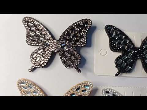 CARTELA PRESILHA BORBOLETA STRASS 4,5 X 6 CM