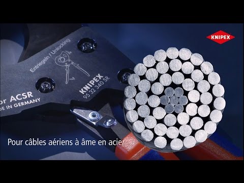 KNIPEX Coupe-câble pour lignes électriques aériennes ACSR (principe du cliquet)