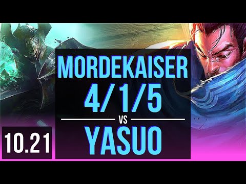 MORDEKAISER vs YASUO (MID) | 4/1/5, Rank 9 Mordekaiser | TR Challenger | v10.21