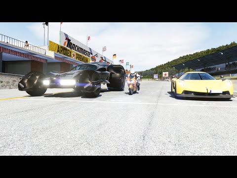 Kawasaki Ninja ZX-14R vs Batmobile vs Koenigsegg Jesko Absolut at Old SPA