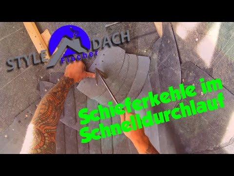 Eingebundene Schieferkehle im Schnelldurchlauf - Altdeutsche Deckung - Rathscheck - Schieferdecker