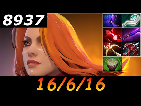 Dota 2 Lina 8937 MMR 16/6/16 (Kills/Deaths/Assists) Ranked Full Gameplay
