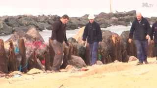 preview picture of video 'Travaux de renforcement des digues de l'exutoire du lac marin à Vieux-Boucau'