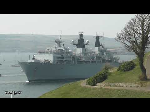 HMS ALBION L14 LEAVES DEVONPORT NAVAL BASE AT MOUNT WISE - 21st April 2021