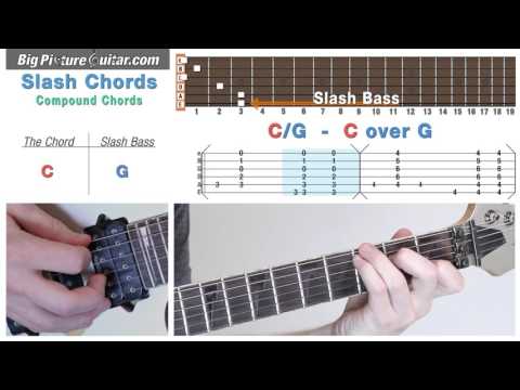 Guitar Lesson: Slash Chords - Combination Chords w/Animation, TAB & Music Theory