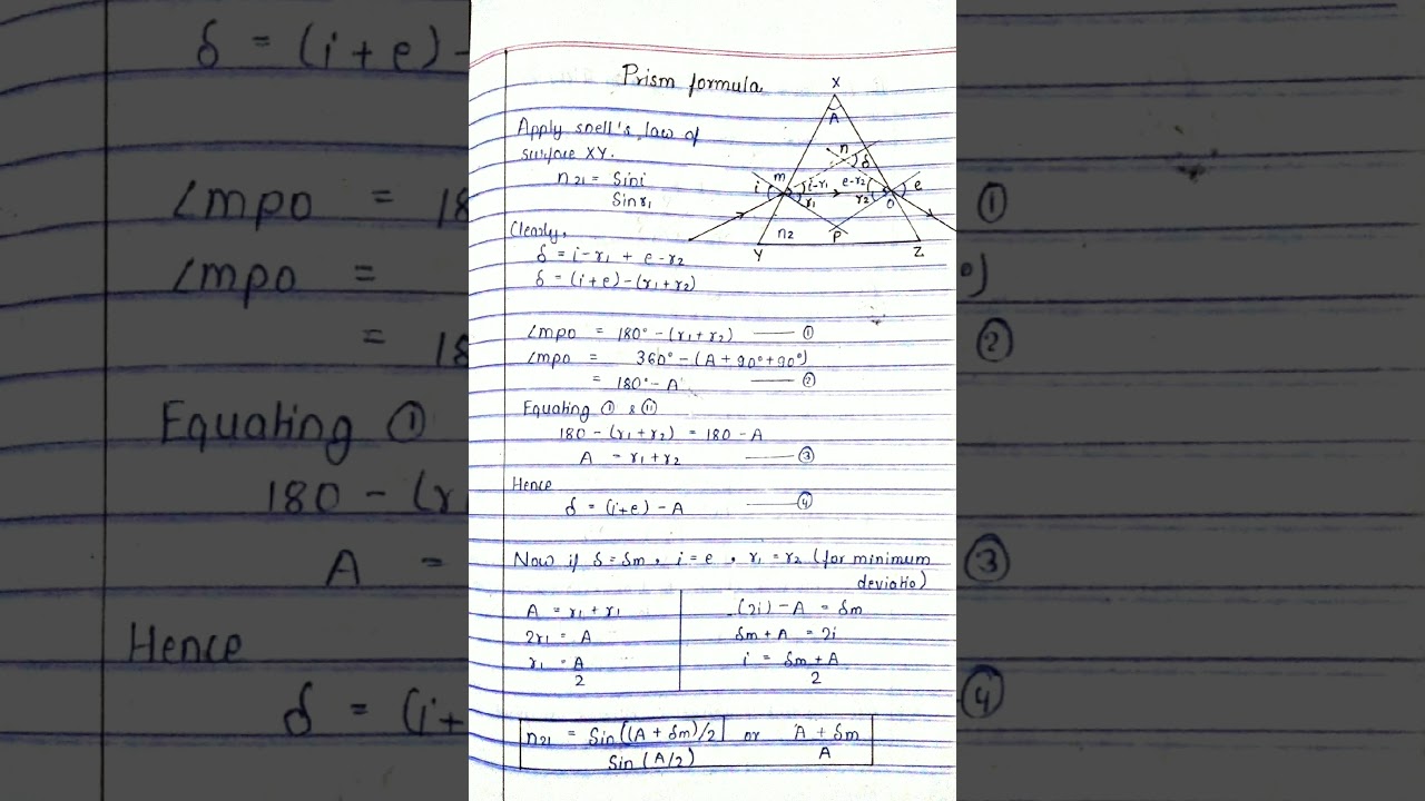 Prism formula derivation | pdf link in description | class 12 physics ray optics | jee | neet | cbse