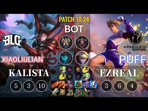 BLG xiaoliulian Kalista vs IG Puff Ezreal Bot - KR Patch 10.24