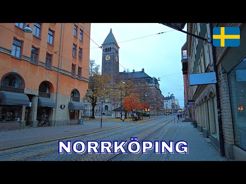 Norrköping - Virtual Walking Tour in 4K - November 2022 - Sweden