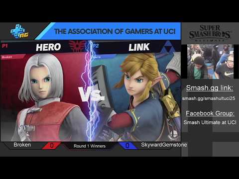 Smash Ultimate @ UCI #25 - Broken (Hero) vs  SkywordGemstone (Link) [W. Round 2]
