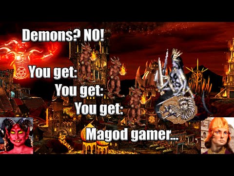 Heroes 3 HoTA - Inferno Jebus Outcast 1 hero. One can not have enough magogs? Well...